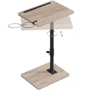 HOOBRO TV Tray Table, 360° Swivel Side Table Sofa Armrest Tray for Couch, Height Adjustable C Shaped End Table, Snack Desk with Cup Holder, for Small Spaces #SummerVibes