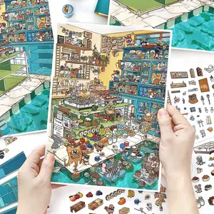 4 Sheets/bag Decorative Stickers, Pet Material, Today Open Series Decoration, Hand Account Stationery Water Bottle Multi-Scene Decals, Scrapbook Materials