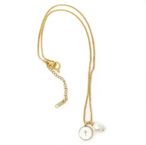 18” Non-Tarnish Box Chain with Pearls of Wisdom - Faith