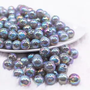 12mm Gray Opal Bubblegum Beads - 20 Count