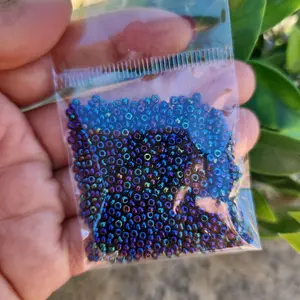 Zcech Glass Beads 10/0 - Iridescent Dark Blue Seed Beads for Jewelry Making and Crafting