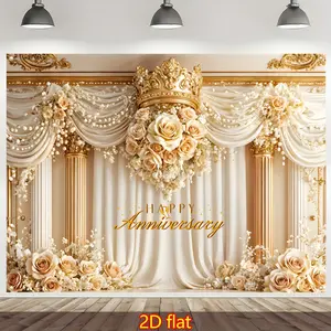 Rosette Tulle Backdrop Elegant Party Backdrop Soft Fabric Background Cloth Wedding Tapestry Wall Hanging Photography Background Polyester Fiber Home Wedding Birthday Event Studio Decor Prop Wall Art