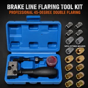 Universal Automotive Brake Line Flaring Tool Kit, 3/16" Single & Double Flare Tool for Brake Lines, Heavy Duty Brake Pipe Flaring Tool for Car Truck SUV Brake System Repair & Maintenance
