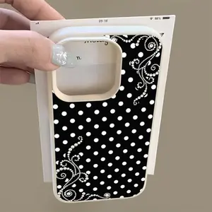 Mobile phone case: Pearl polka dot dream texture white background large hole mobile phone case, slim design, suitable for iPhone 17/16/15/14/13/12/11 Pro Max Plus/Air/16e, Christmas and Valentine's Day gifts, suitable for male and female friends and famil