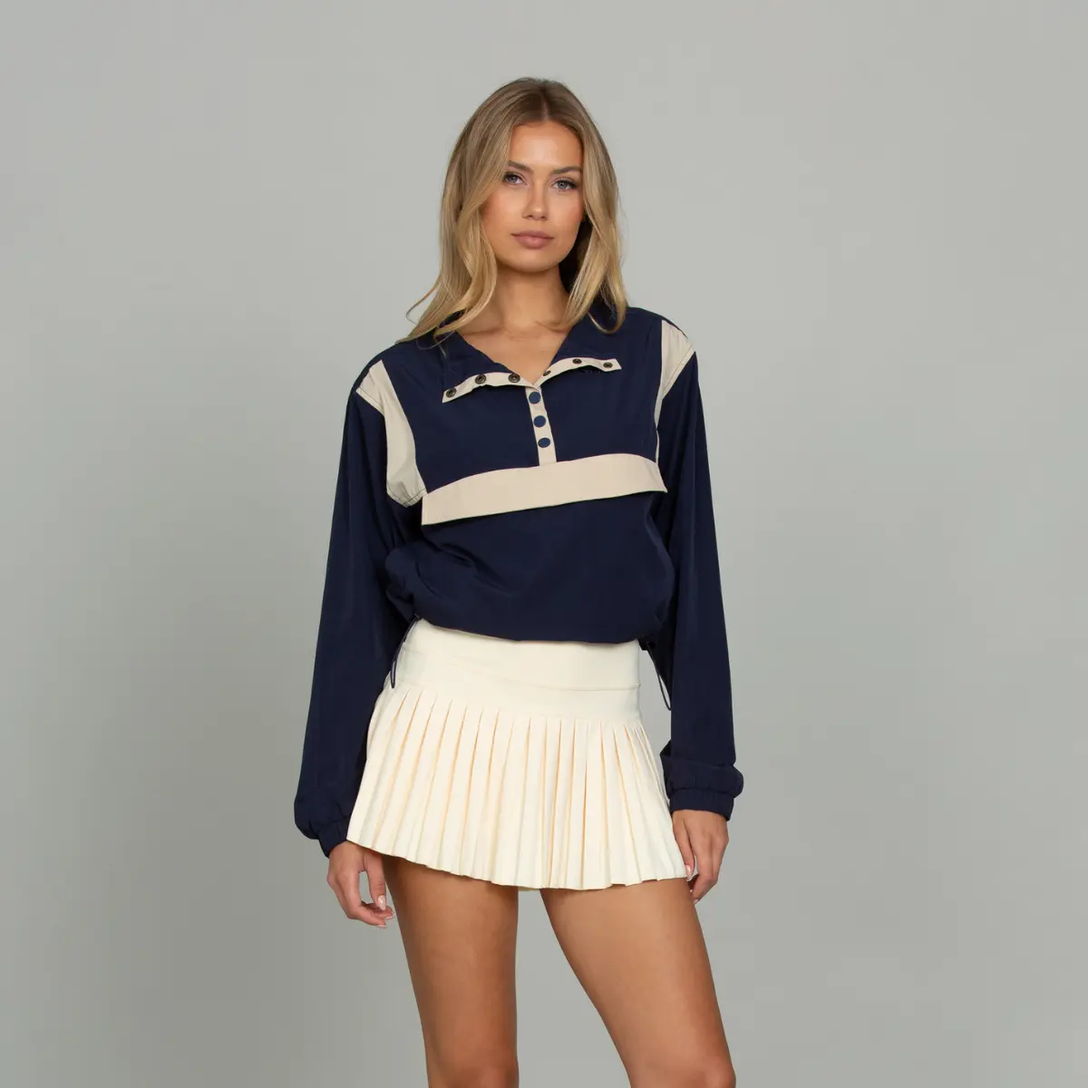 Vintage Navy AirGlyde Cropped Windbreaker Pocket Adjustable