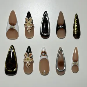 Coffee Long Almond Press On Nails