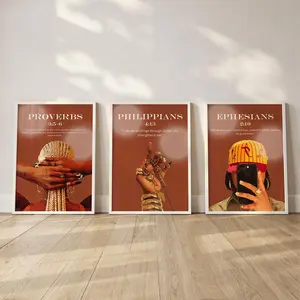 Christian Black Girl Wall Art, Modern Bible Verse Print, Home Decor