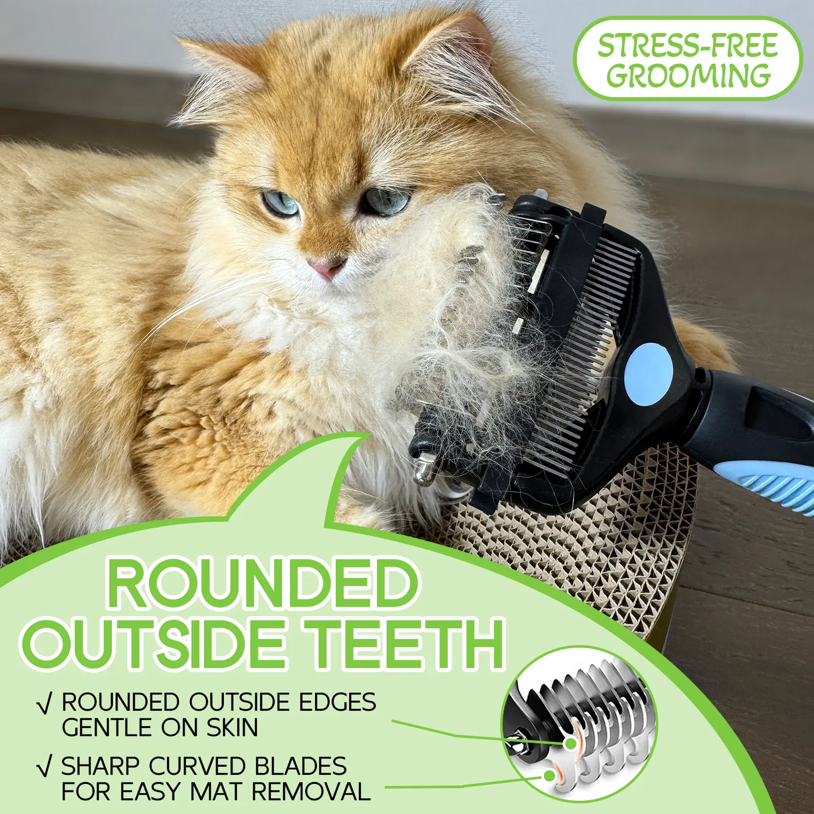 3 in 1 Pet Grooming Comb (Upgraded Version) – Animal-Safe, Fur Release Dog & Cat Deshedding Tool with Stainless Steel Blades, Fast Loose Fur Removal, No Pull No Pain Detangling Thinning Brush for Easy Grooming, Animal-Safe Combs, Fur Release Combs