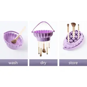 Portable Makeup Tool Set, Silicone Bowl Cleaner & Drying Rack Combo, Ideal for Travel Dorm Home Use, Essential Beauty Essentials