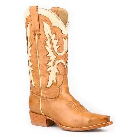 Women's Stetson Cheyenne Leather Boots Handcrafted Brown
