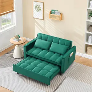 55 "green velvet sofa, elegant with convenient pockets, clever interpretation of the three-in-one conversion art