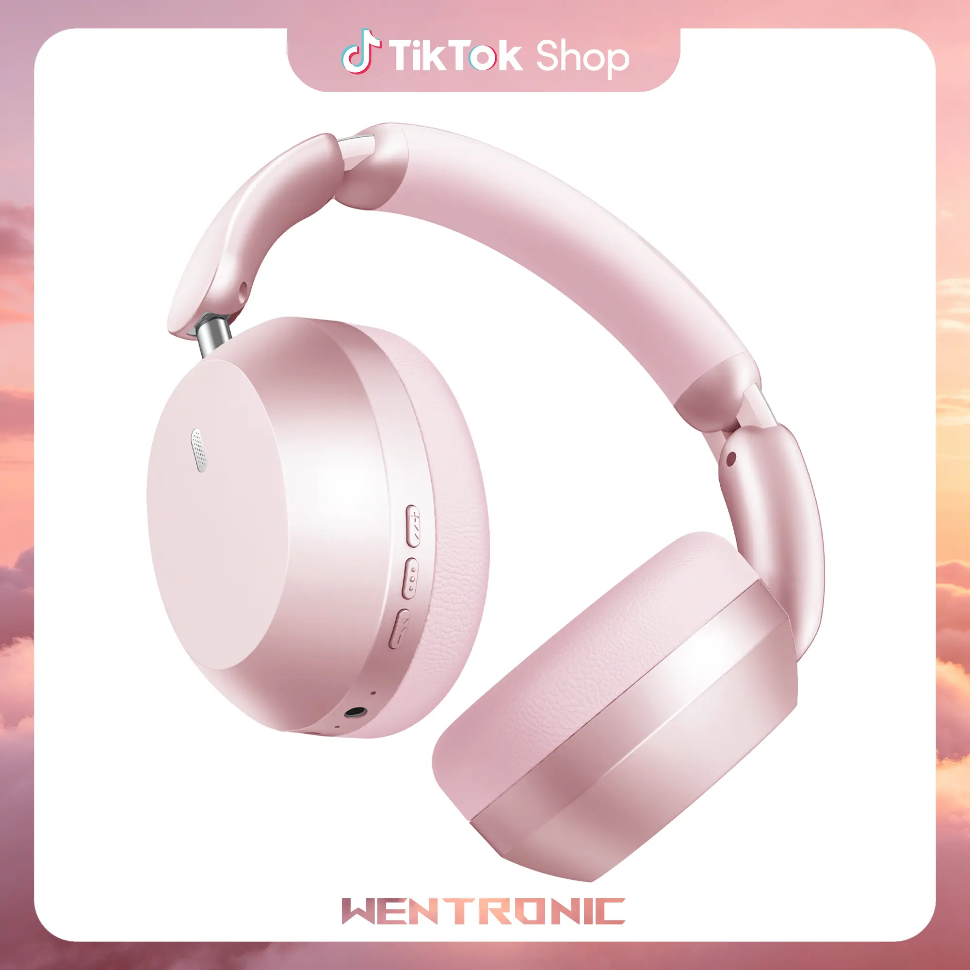 WENTRONIC Y04 Active Noise Cancelling Over-Ear Headset - Foldable Wireless Bluetooth Audio Device with 48H Playtime, Hi-Fi Sound, Soft Ear Cushions for Travel, Work