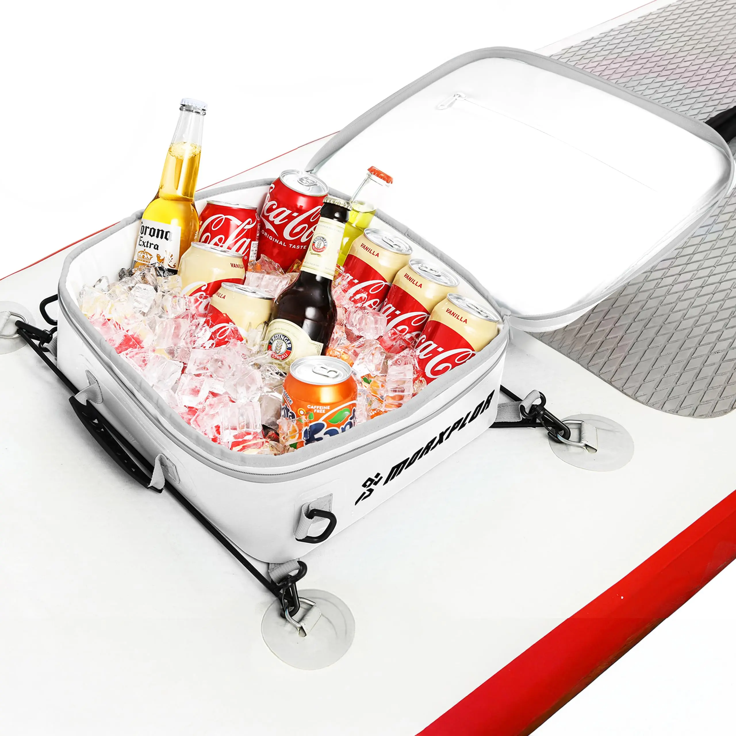 MORXPLOR Waterproof PVC Paddleboard Cooler Deck Bag - 12 Can Soft Insulated Cooler for Paddleboarding, Camping, Kayaking