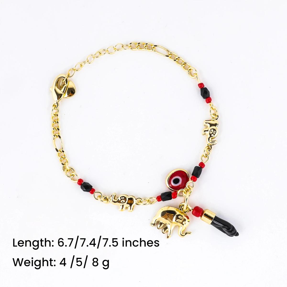 Trendytry 14K Real Gold Plated Elephant Evil Eye Bracelet Jewelry Adjustable Hypoallergenic Bohemian Style Anklet for Women Trendytry 14K Real Gold Plated Elephant Evil Eye Bracelet Jewelry Adjustable Hypoallergenic Bohemian Style Anklet for Women