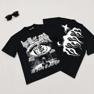 Hell Star Graphic T-Shirt, TikTok Viral Y2K Oversized Streetwear Tee, Black Gothic Grunge Hip Hop Harajuku Short Sleeve Top, Unisex Summer Casual Party Festival Outfit for Men Women