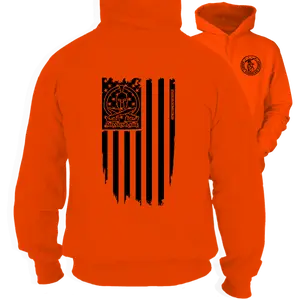 Molon Labe - Safety Orange Hoodie Work Gear - Cotton Poly Premium Blend - Funny, Sarcastic Designs For Blue Collar Workers Fabric Menswear Top Apparel