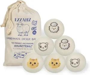 Eco-Friendly Wool Dryer 100% Organic Wool Dryer Balls,Natural Fabric Softener, Reusable, Reduces Drying Time, Softens Clothes, Chemical Free Ideal for Sensitive Skin(Pack of 6)