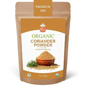 SPICY ORGANIC Ground Coriander Seed Powder – 16 oz Pack - Authentic Coriander Spice for Cooking - Freshly Ground, Certified USDA Organic, and Aromatic Flavor