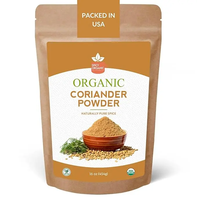 SPICY ORGANIC Ground Coriander Seed Powder – 16 oz Pack - Authentic Coriander Spice for Cooking - Freshly Ground, Certified USDA Organic, and Aromatic Flavor
