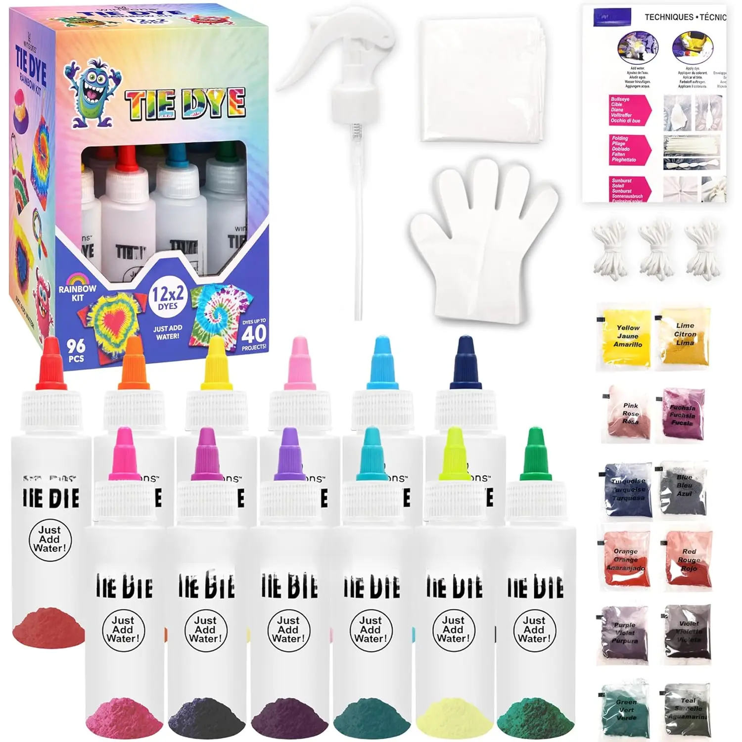 12 Colors Tie Dye Kit, Tie Dye Set for , Pre-Filled Tye Dye Bottles, Non  Permanent Fabric Dye Art Set, Easy DIY Fabric Art - Create Fun