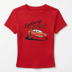 Disney Junior's Short-Sleeve Cars Lightning McQueen Happy Kachow T-Shirt, Graphic Tee Shirts