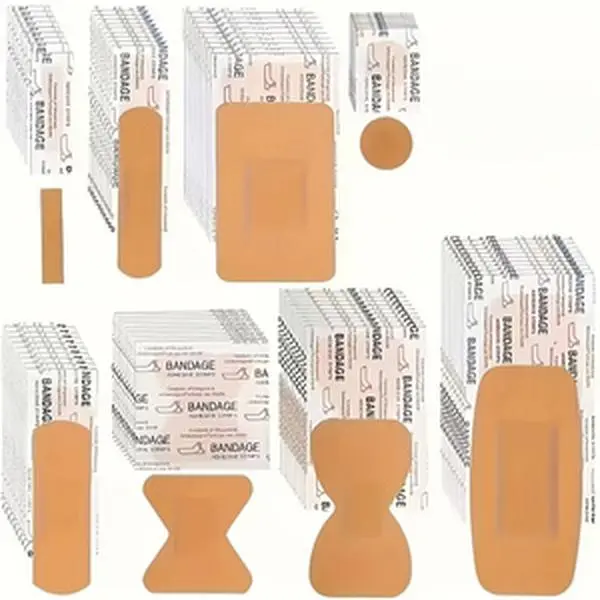 105PCS Waterproof Bandages, Flexible PE Adhesive Bandages, Assorted Sizes with Cushioned Pads, Individually Wrapped First Aid Bandages for Wound Care & Sports, Beige