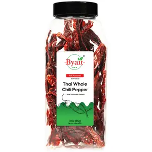 Byait Thai Whole Chili Peppers 3 oz, Mild & Aromatic, Bird’s Eye Chili Peppers for Tom Yum, Red Curry, Pad Kra Pao & Nam Prik