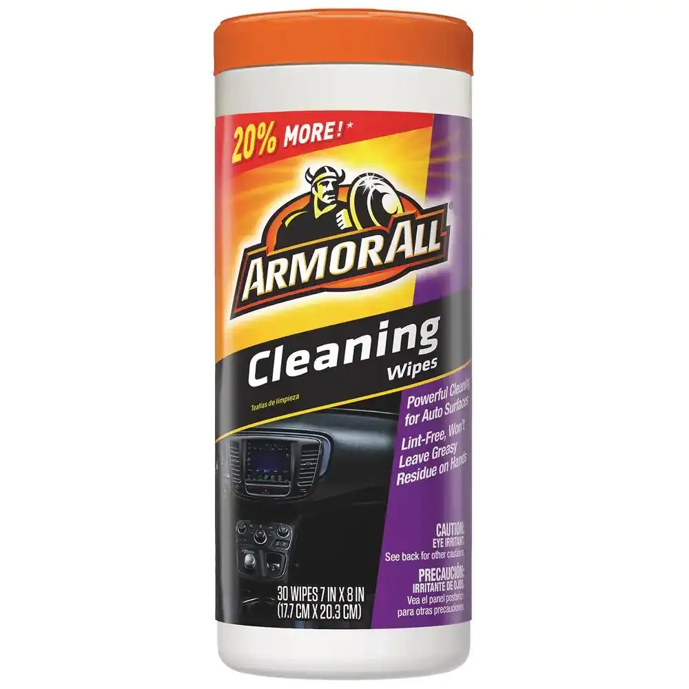 Car Cleaning Wipes 30-Count Lint-Free with Extra Grease Residue Removal Powerful Formula for Auto Surfaces
