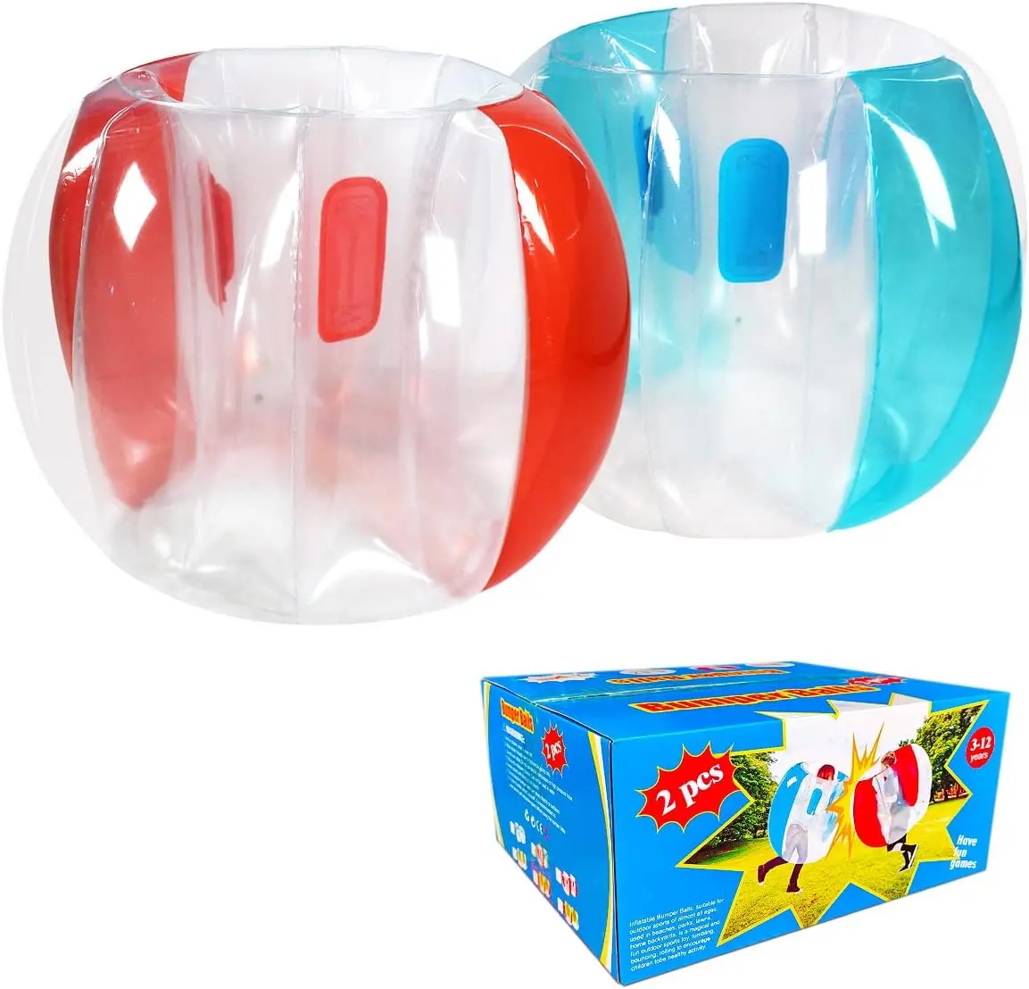 Bubble Sumo Sport Balls for Kids -MALL 2 PC Sumo Balls for Kids, Bumper Bounce Toys, Kid Sumo Balls, Lawn Game Ball for Kid Outdoor Team Gaming Play for 4+ Ages (36 inch,Blue+red)bumper  ball summerwins
