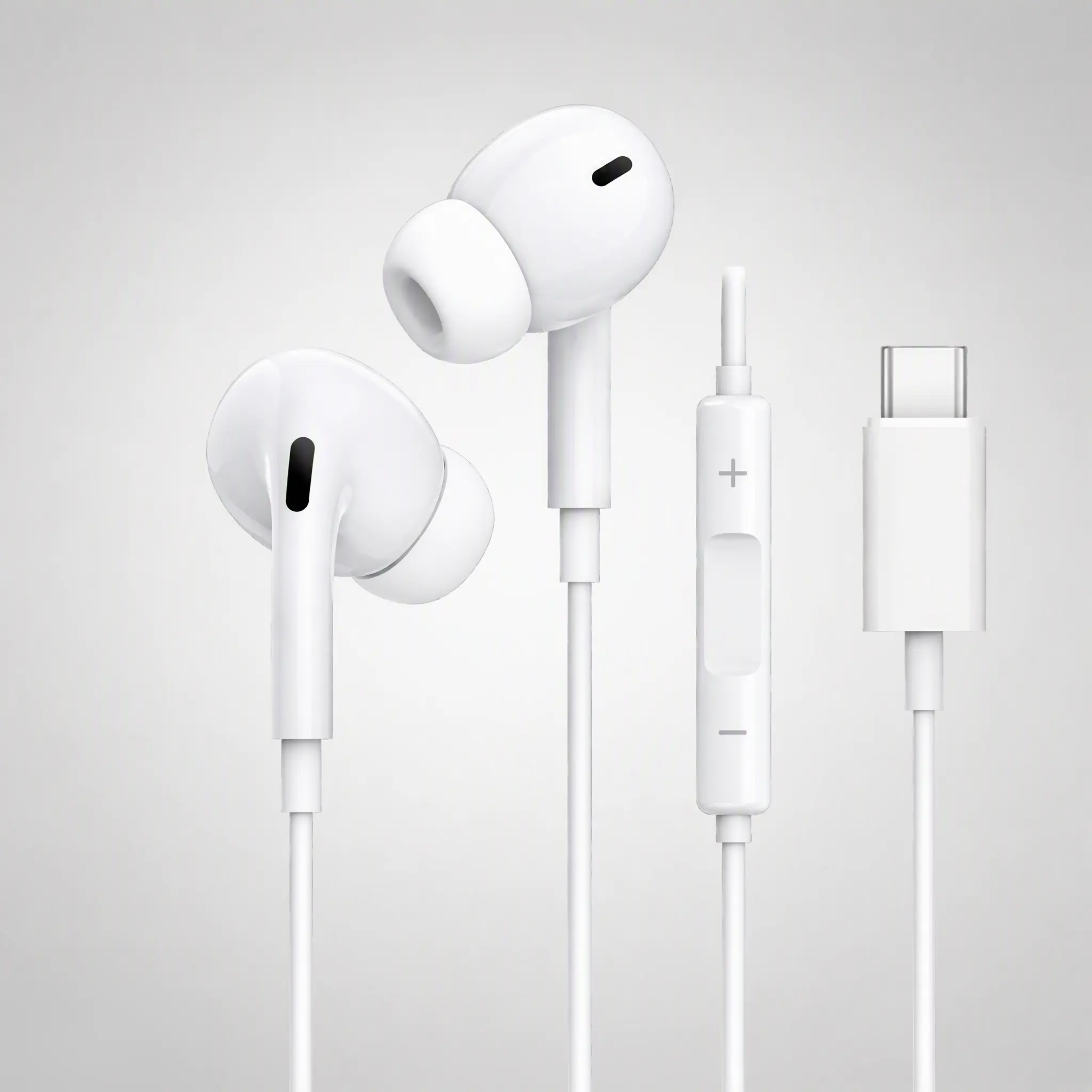 Fluffdrip F-01 Type-C Wired Earphones (with Microphone) - Ergonomically Designed Type-C Headphones Compatible with iPhone 17/16/15, Android, and Galaxy S25/S24; Features In-Line Controls and Includes a Portable Storage Case.