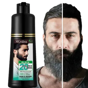 Men's 3-in-1 Black Beard & Hair Dye Shampoo,Instant Grey Darkening Beard Color Shampoo in 20 Minutes,Simpler Gray Reducing Mustache & Beard Dye for Men,with Plant Extract for Healthy Facial Hair,Hair Color for Men Haircare Product(200ml),fathers gifts