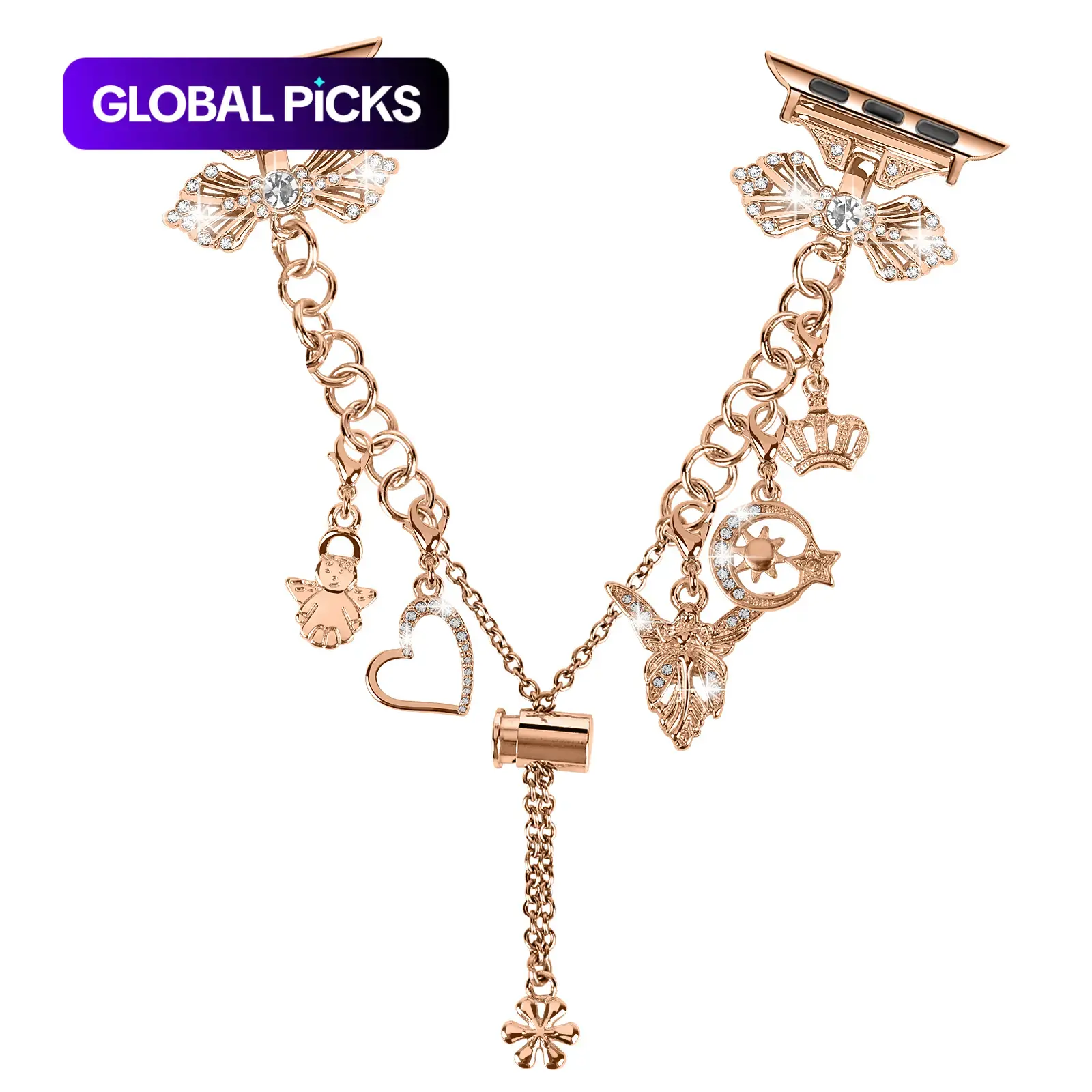Rhinestone-Decorated Watch Band (Band Only), Fashion Aesthetic Replacement Strap, Smart Watch Straps Compatible with Apple Watch, Smartwatch Accessory for Women #GLOBAL PICKS