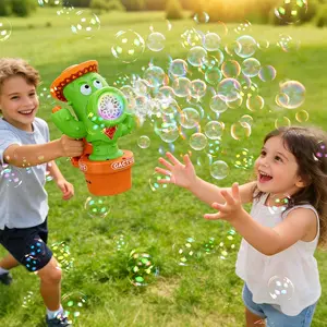 Cactus Automatic Bubble Machine, Cute Bubble Blower Maker Toy for Kids Ages 3+, Indoor Outdoor Summer Play, Birthday Party Gift for Boys & Girls