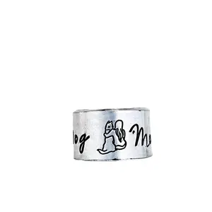 Dog Mom Ring - Silver Color with Dog and "MOM" Design, Unique Gift for Dog Lovers