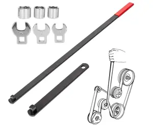 Serpentine Belt Tensioner Wrench Tool Kit Set 8PCS - 3/8" 1/2" Drive for Spring Loaded Idler Pulleys, Universal Auto Engine Repair Tool