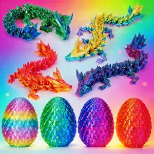 3D Printed Dragon Eggs with Dragon Inside – Fantasy Tabletop Decor, 3D Printing Toys for Kids & Adults – Unique Desktop Decoration & Collectible – Christmas Ornament & Stocking Stuffers (4 Pack)