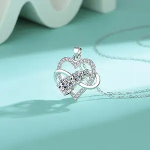 Women's Infinity & Eternal Love Necklace Interlocking Heart Pendant with Infinity Loop Elegant Everyday & Valentine's Jewelry Gift Dainty Chain Necklace for Women Birthday Anniversary Gift