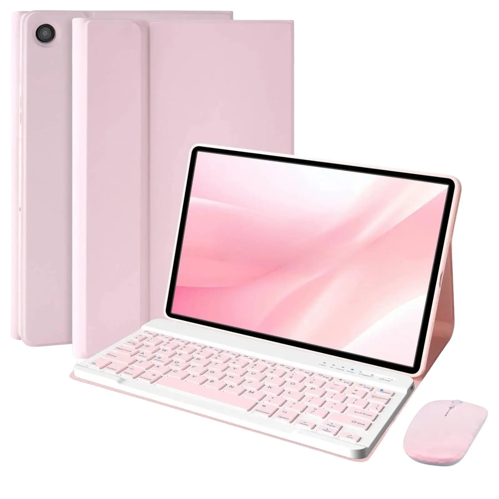 Keyboard Case for Samsung Galaxy Tab A11+ Plus 2025/A9+ Plus 11’’ 2023, Samsung A9 Plus Tablet Case with Pen Slot, BT Keyboard Cover with Mouse Pink
