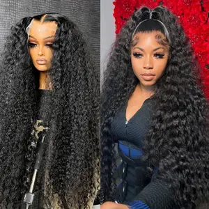 Wig with middle parting, multi-colored, small curly curls, lace front wig