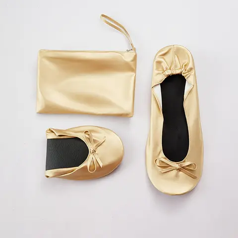 Women's Casual Ballet Flats, Comfy Casual Flats, Soft PU Leather Foldable Lightweight Breathable Ballerina Shoes for All Seasons Wear, Includes Shoe Bag