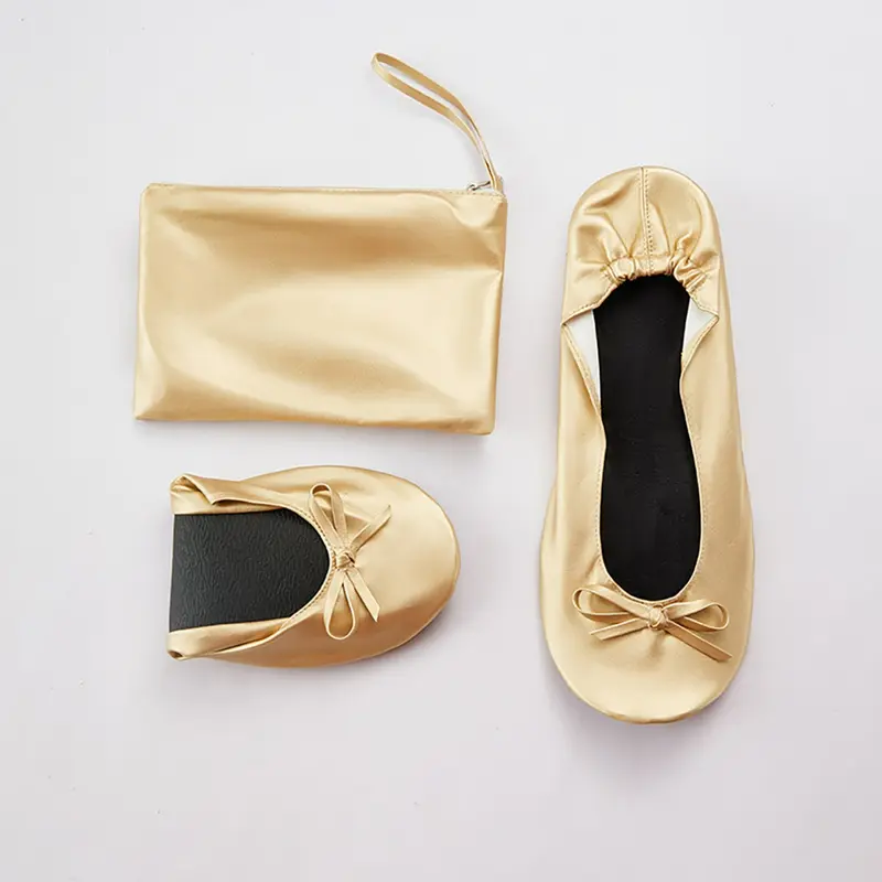 Women's Casual Ballet Flats, Comfy Casual Flats, Soft PU Leather Foldable Lightweight Breathable Ballerina Shoes for All Seasons Wear, Includes Shoe Bag