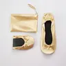 Women's Casual Ballet Flats, Comfy Casual Flats, Soft PU Leather Foldable Lightweight Breathable Ballerina Shoes for All Seasons Wear, Includes Shoe Bag