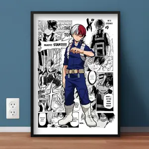 My Hero Academia Shoto Todoroki Anime Manga Poster Art Print, Vintage Minimalist Japanese Wall Decor Hanging Artwork (Unframed)