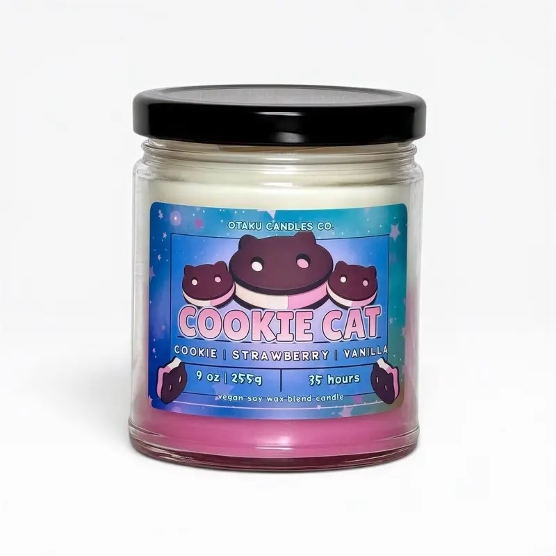 Cookie Cat Candle - Ice Cream Sandwich Candle | Anime Vegan Candles | Anime Gifts
