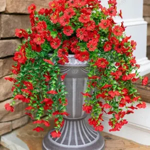 4 Piece Artificial Eucalyptus Violet Vine, Hanging Silk Colorful Daisy for Fake Plants Spring Summer Decor, UV Resistant Outdoor Flower, Plastic Faux Flowers