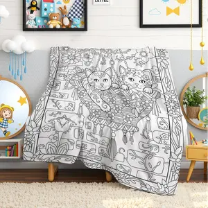 Comfortable Coloring Page Blanket - Plush Anime Throw for Sofa Bed Couch Travel Playful Gift for Birthday Christmas Valentine
