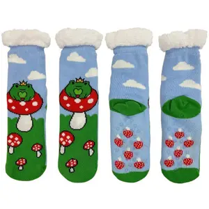 Cozy Moments Frog on Mushroom Sherpa Socks