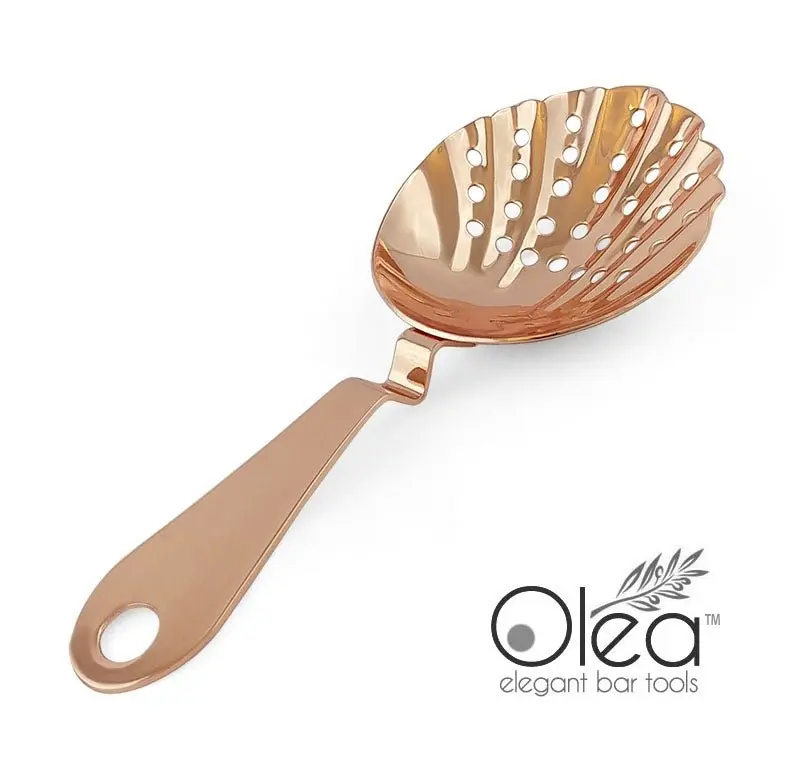 Olea™ Stainless Steel Copper-Plated Shell Julep Cocktail Strainer, Essential Bar Utensil for Kitchen & Bar Use