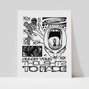 Awake Happy - Allow Your Thoughts to Fade            Print Thick Poster Decor Artistic Matte Wall Room Decoration High Quality Mindfulness Spiritual Motivational Self Help Mental Health