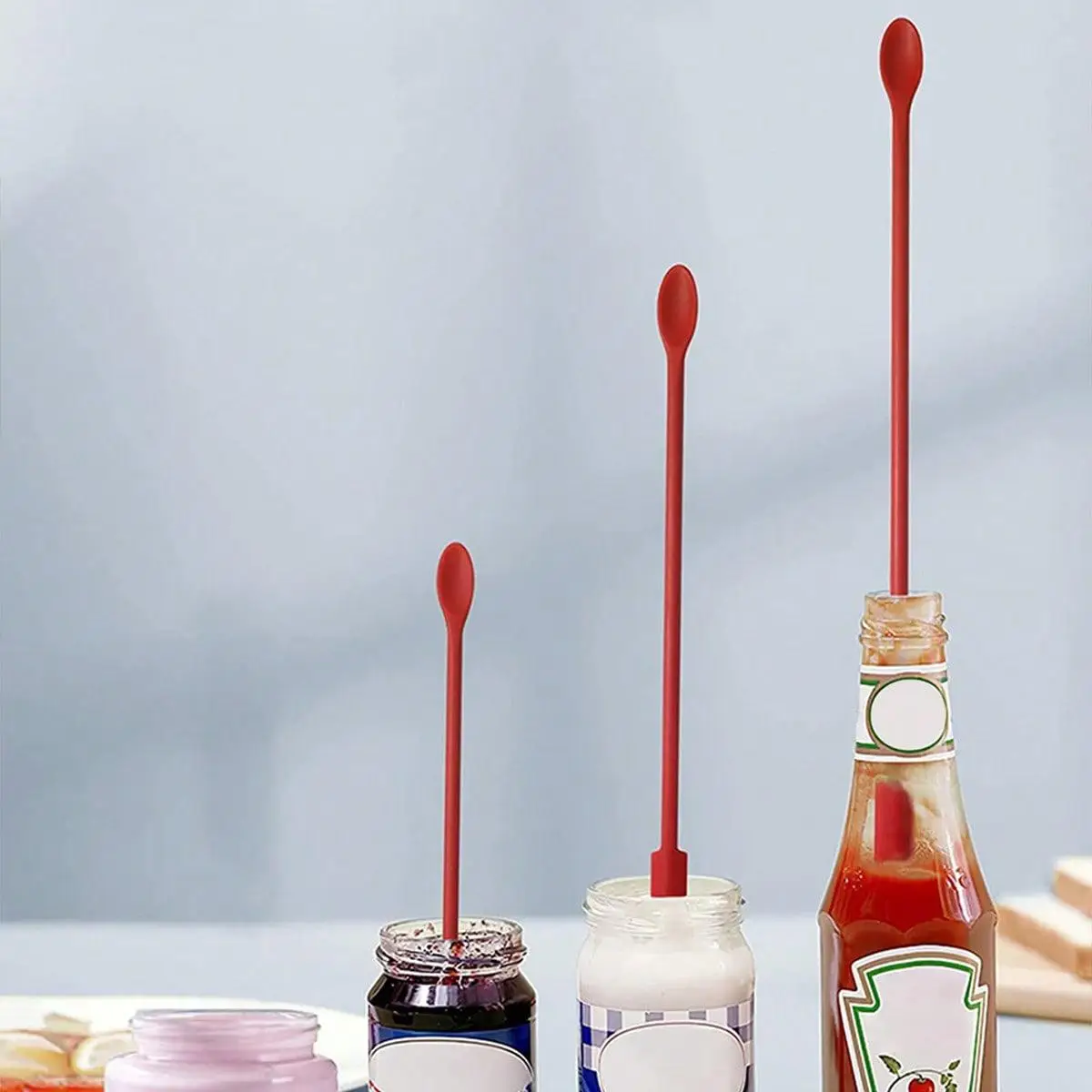 3pcs/set Silicone Spatula, Mini Jam Scraper, Double Headed Jar Spatula, Multifunctional Kitchen Gadget